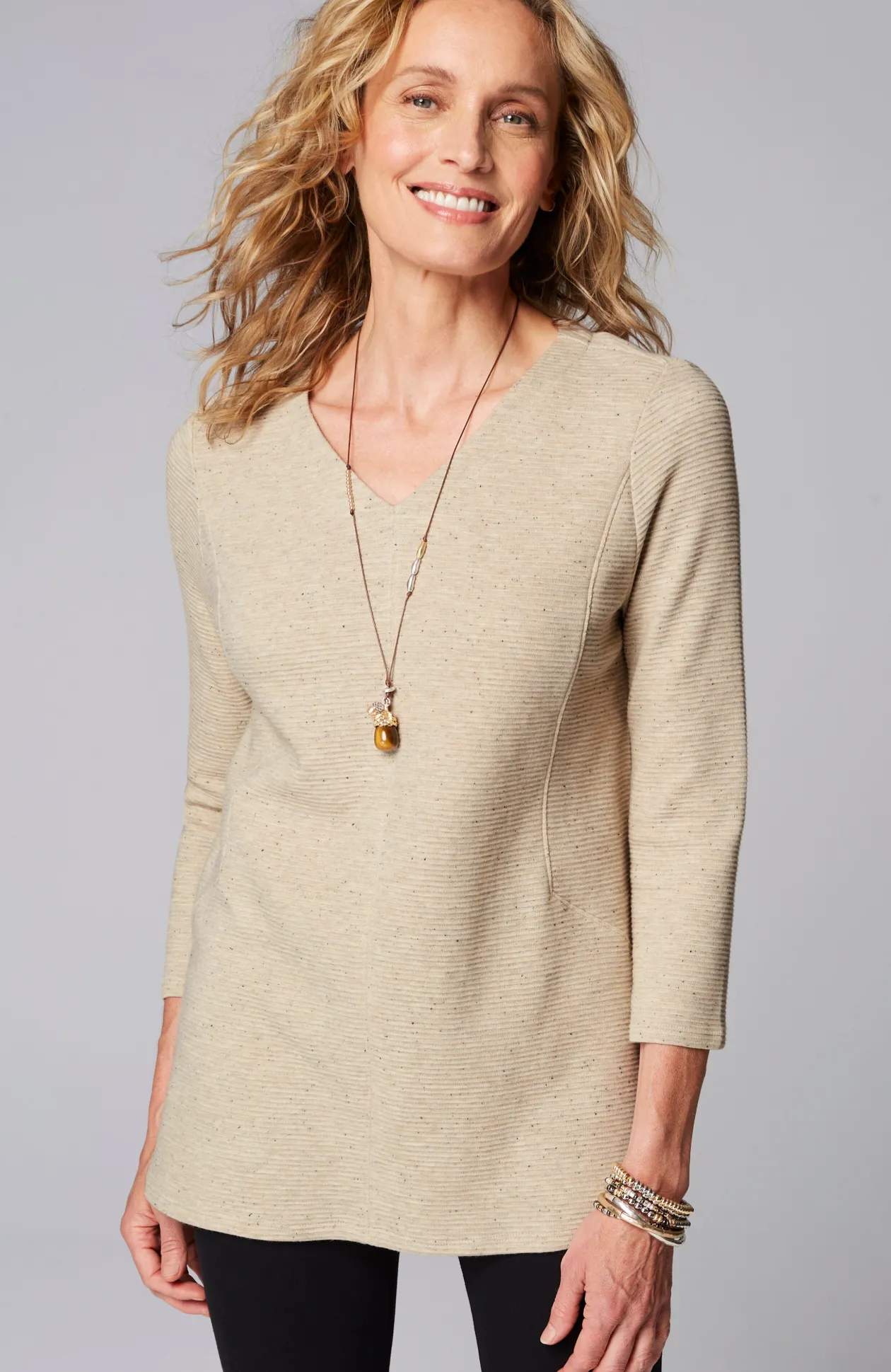 Wearever Double V-Neck Ottoman Top