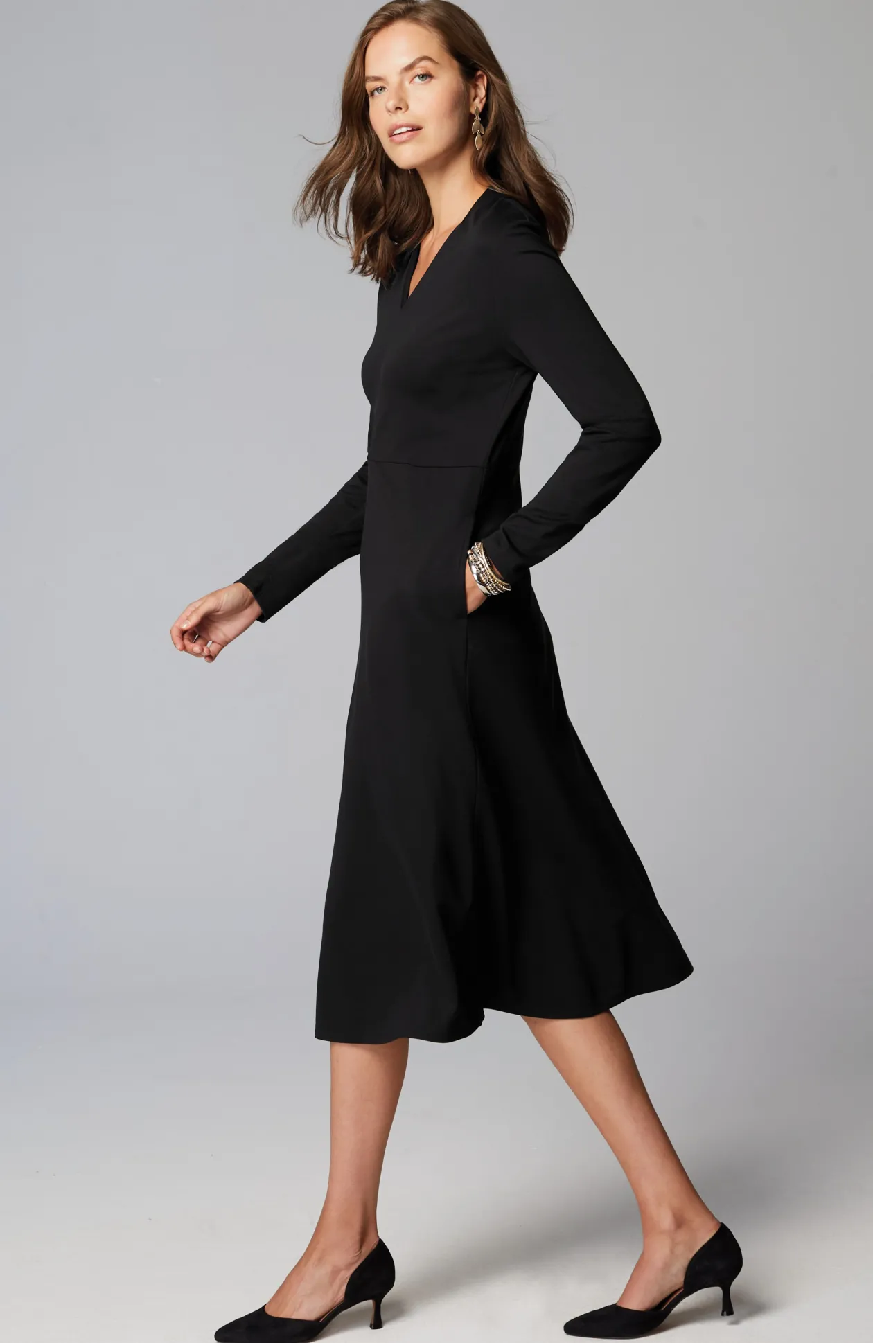 Wearever Double-Face Jersey Fit-And-Flare Dress