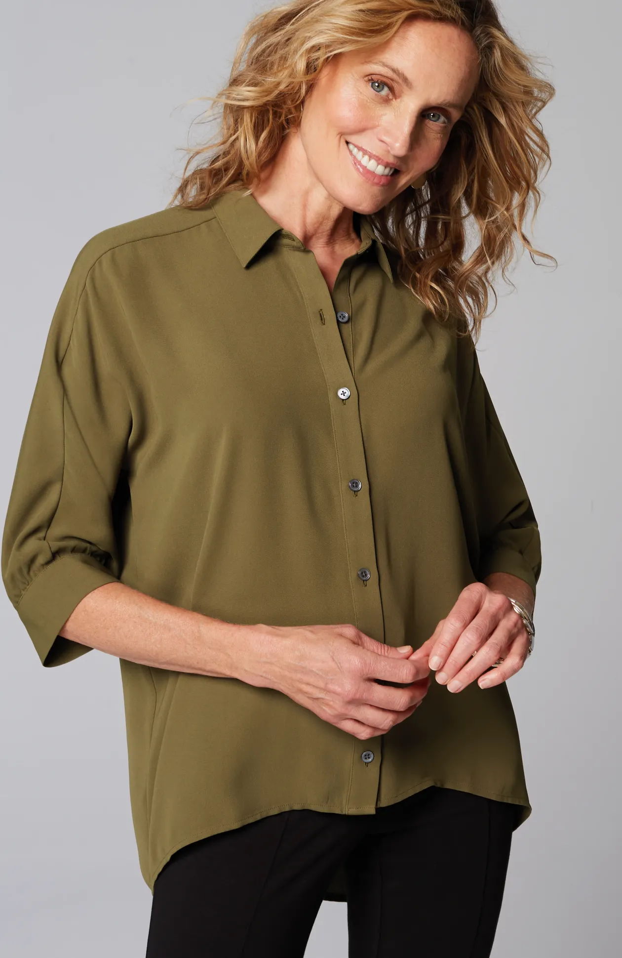 Wearever Easy-Care High-Low Button-Down