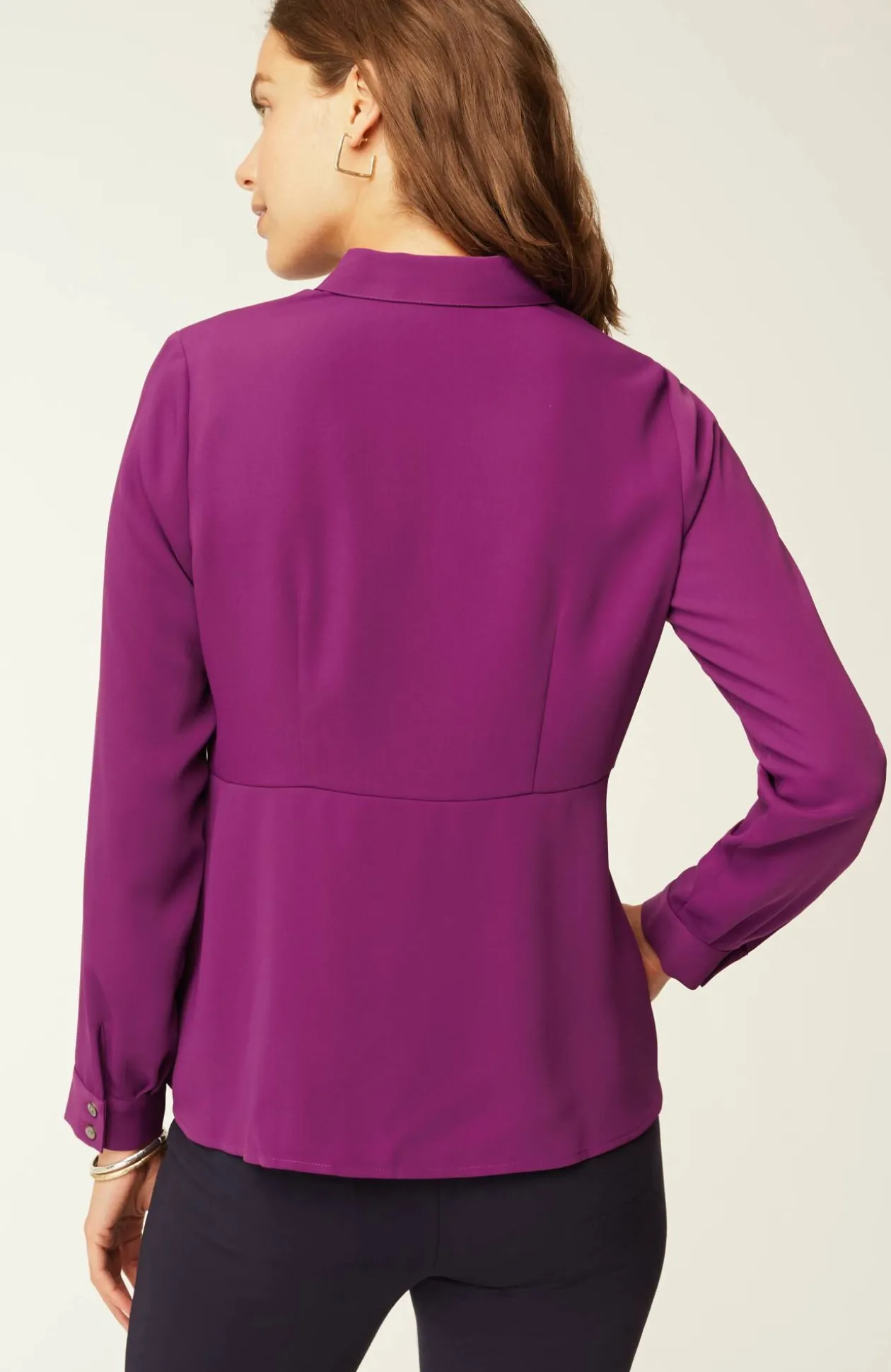 Wearever Easy-Care Pleated One-Button Top