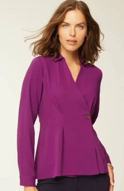 Wearever Easy-Care Pleated One-Button Top