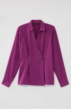 Wearever Easy-Care Pleated One-Button Top