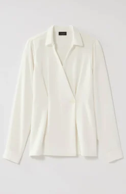 Wearever Easy-Care Pleated One-Button Top