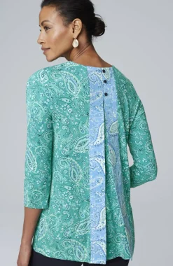 Wearever Mixed-Print Button-Back Top