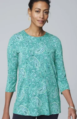 Wearever Mixed-Print Button-Back Top