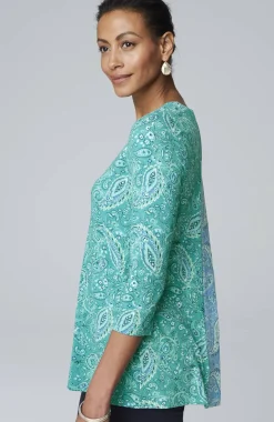 Wearever Mixed-Print Button-Back Top