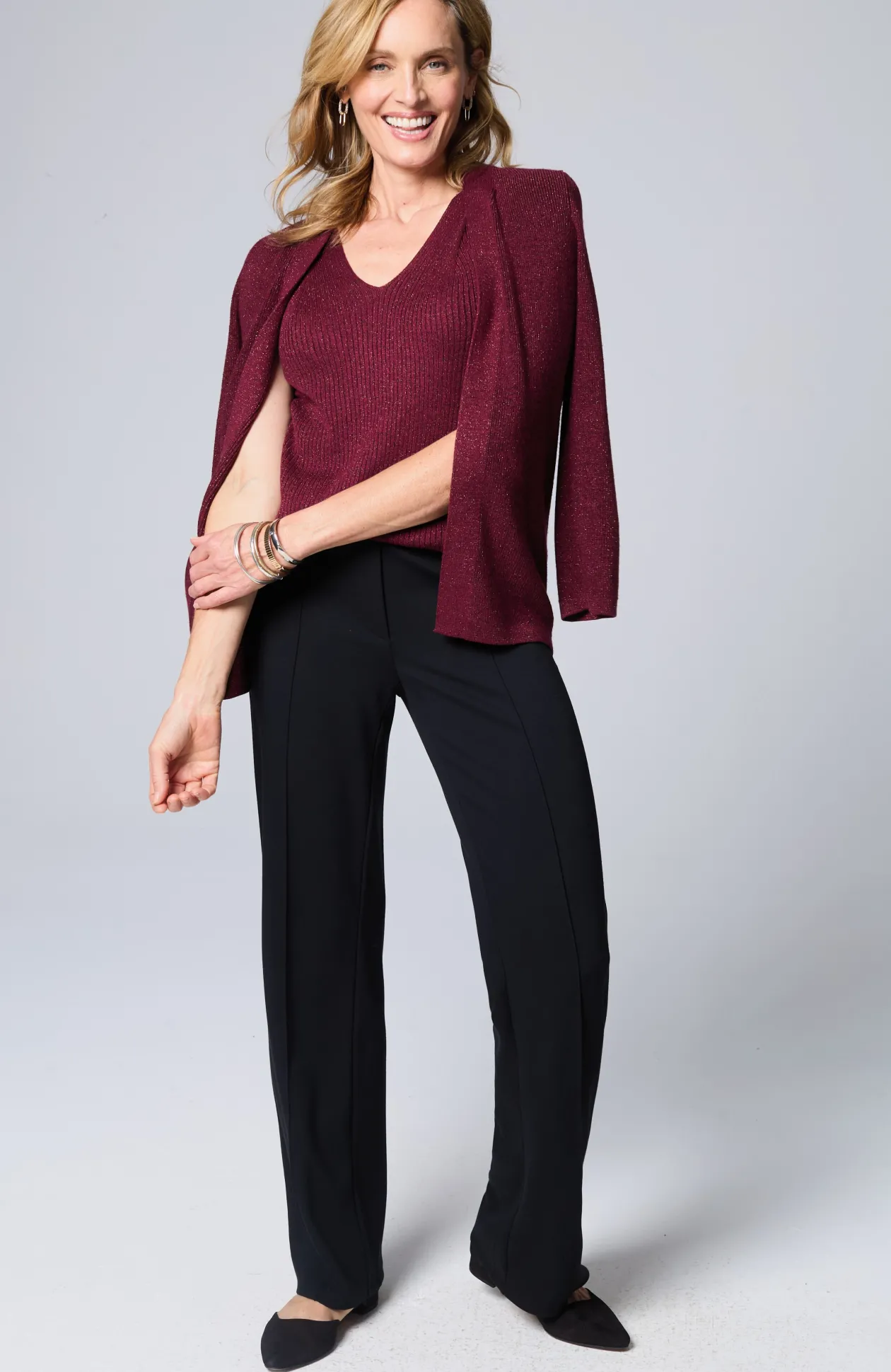 Wearever Rib-Textured Sparkle Top