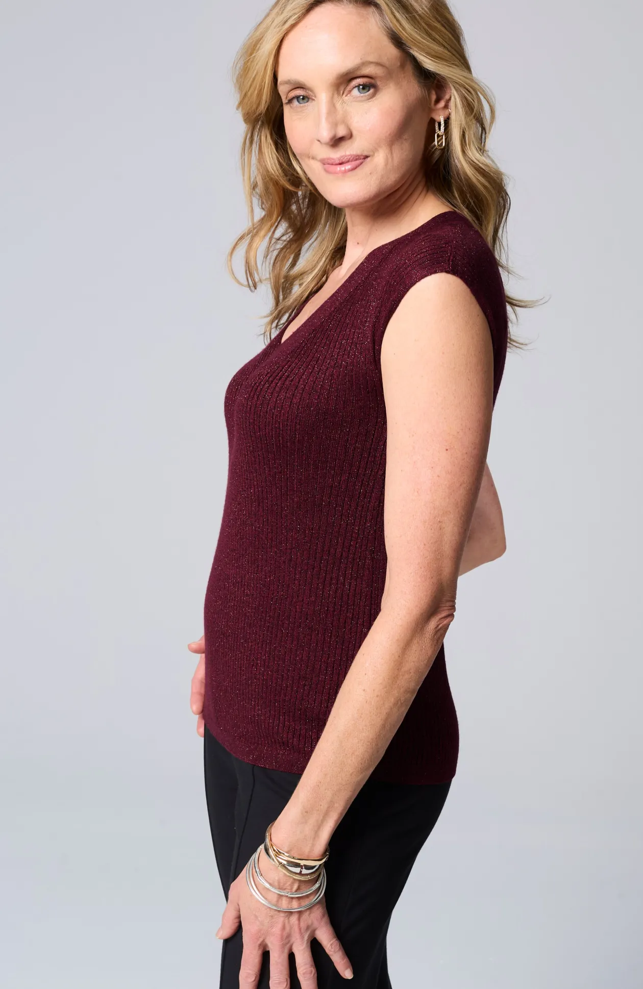 Wearever Rib-Textured Sparkle Top