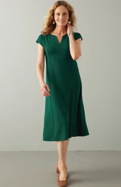 Wearever Seamed Split-Neck Dress