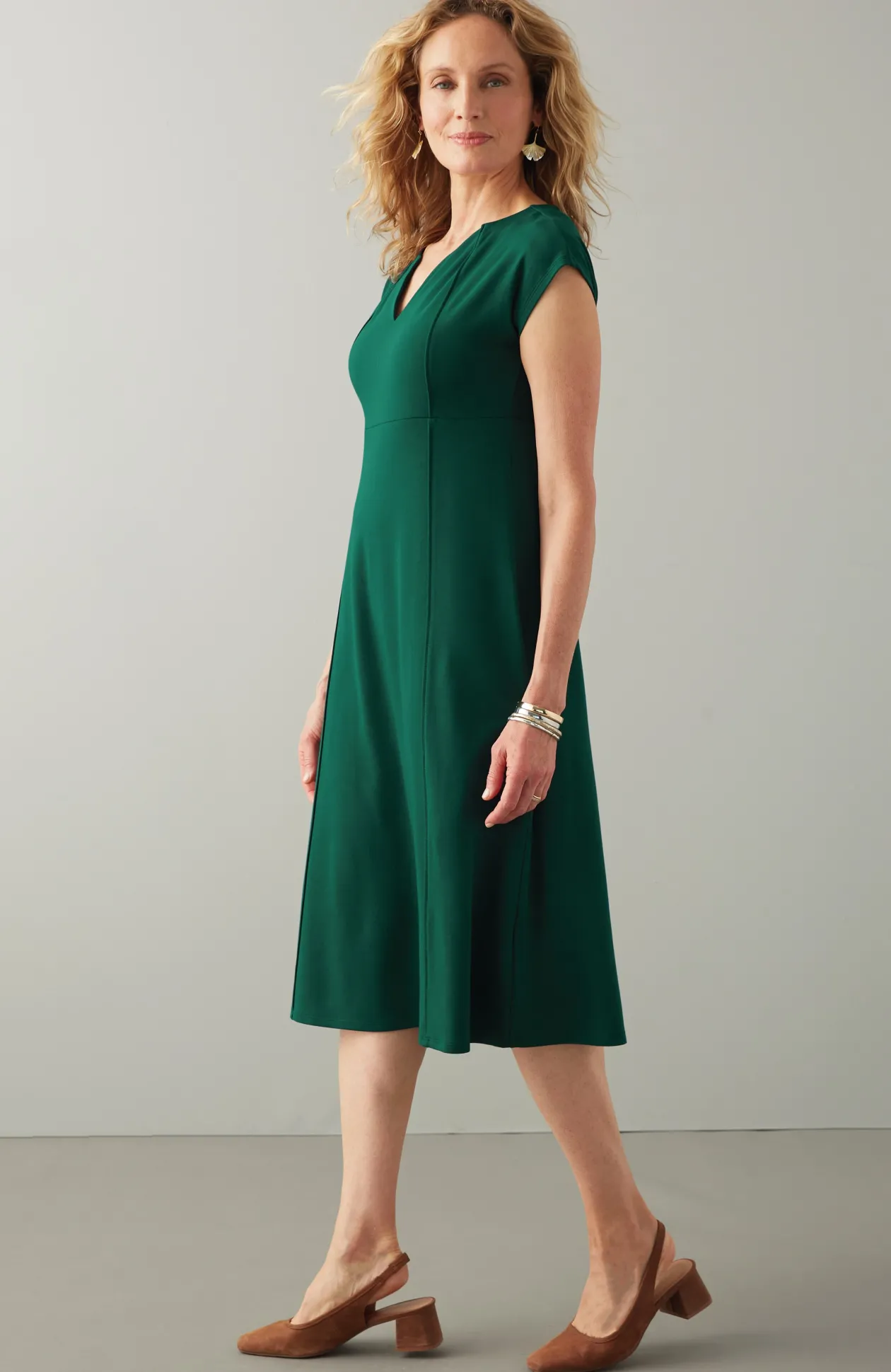 Wearever Seamed Split-Neck Dress