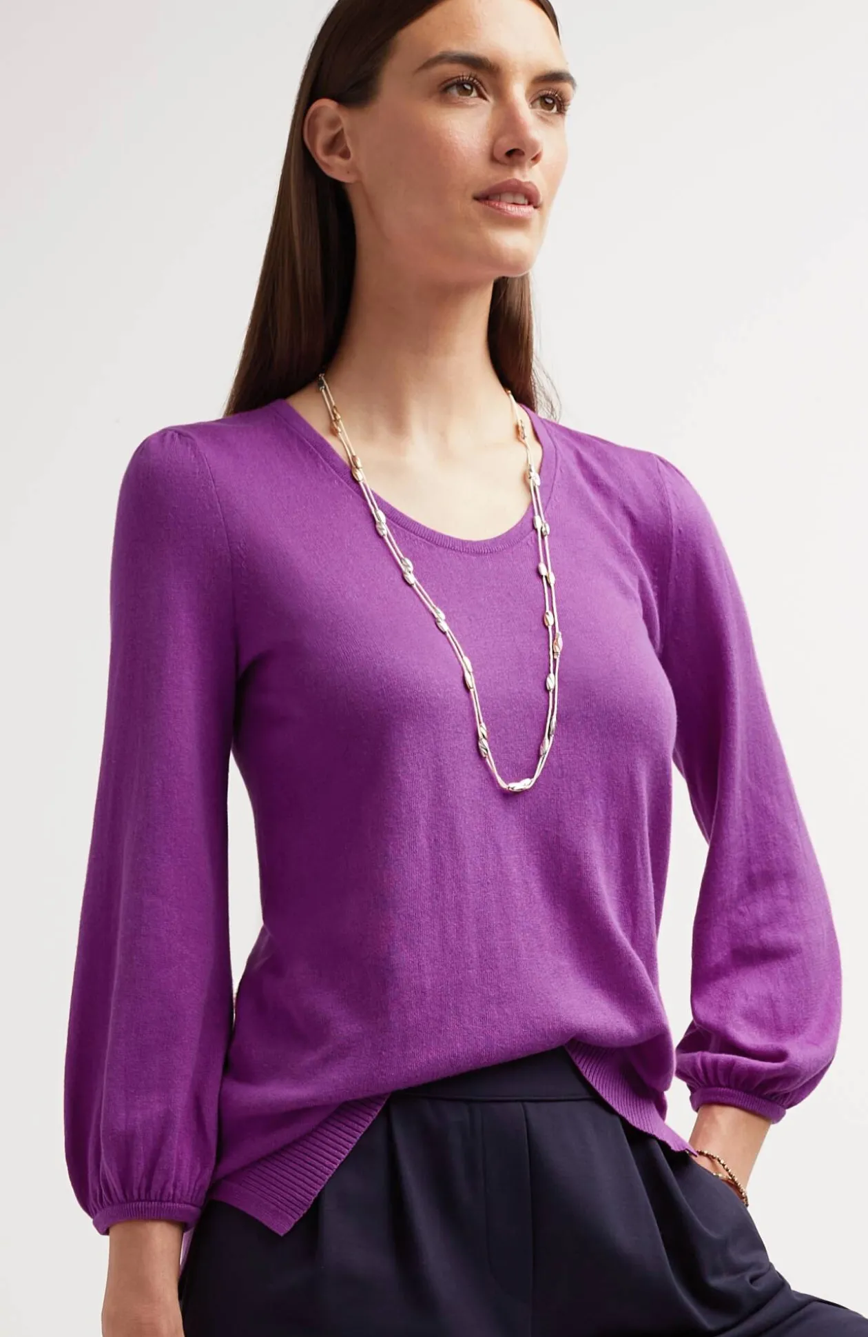 Wearever Silk-Blend Blouson-Sleeve Sweater
