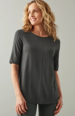 Wearever Slub-Knit Elliptical-Hem Top