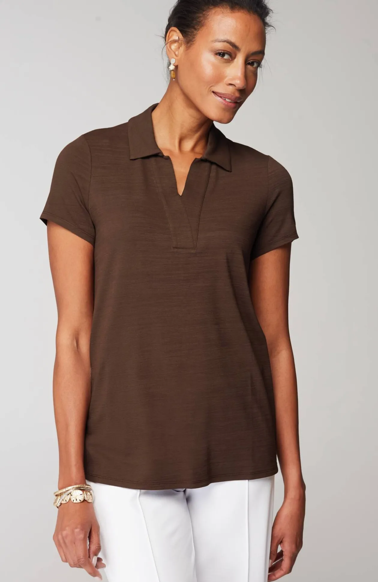 Wearever Slub-Knit Polo Top