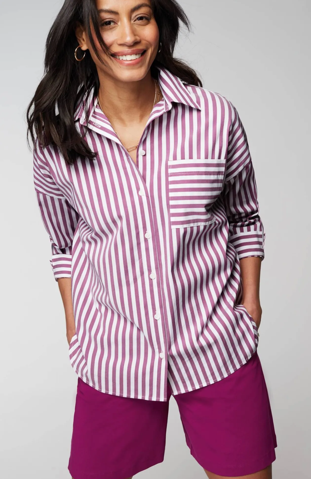 Wearever Stepped-Hem Button-Front Shirt