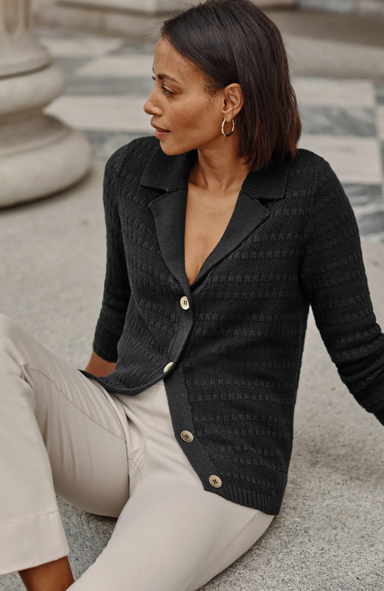 Wearever Textured Collared Cardi