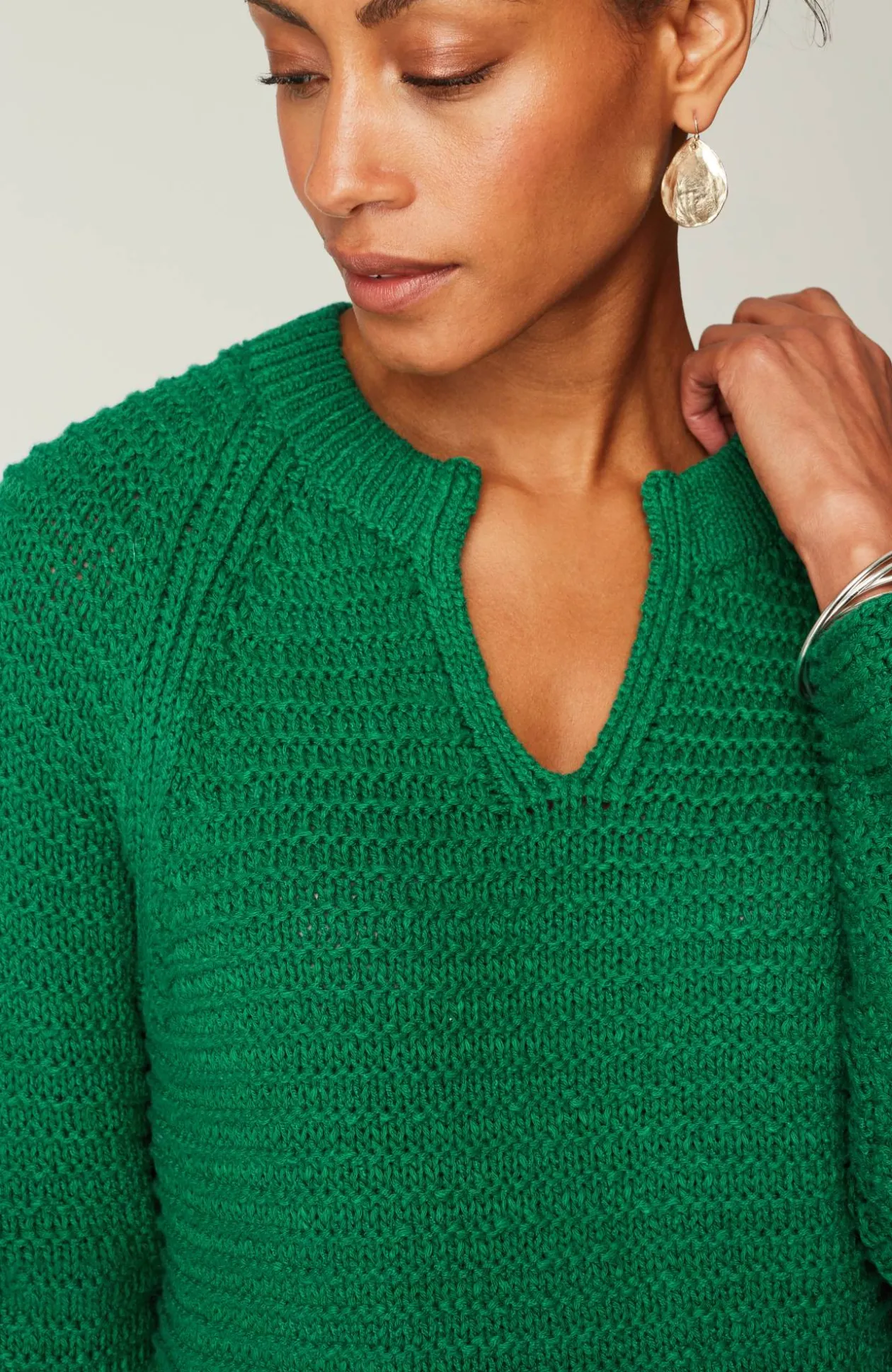Wearever Textured Split-Neck Sweater