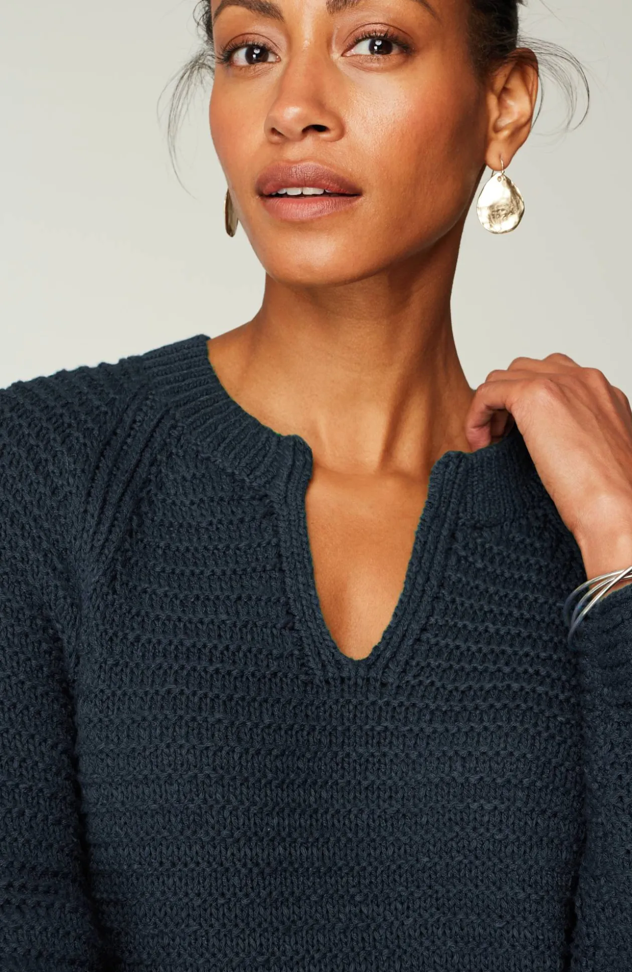 Wearever Textured Split-Neck Sweater