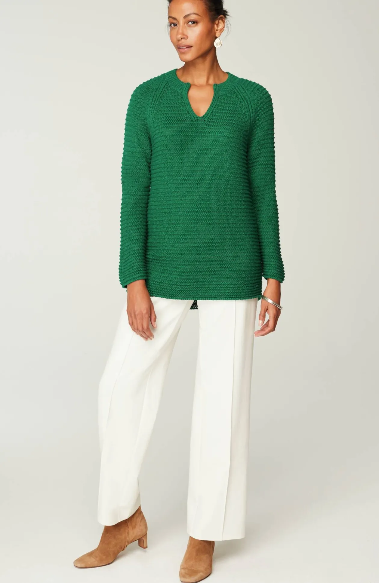 Wearever Textured Split-Neck Sweater