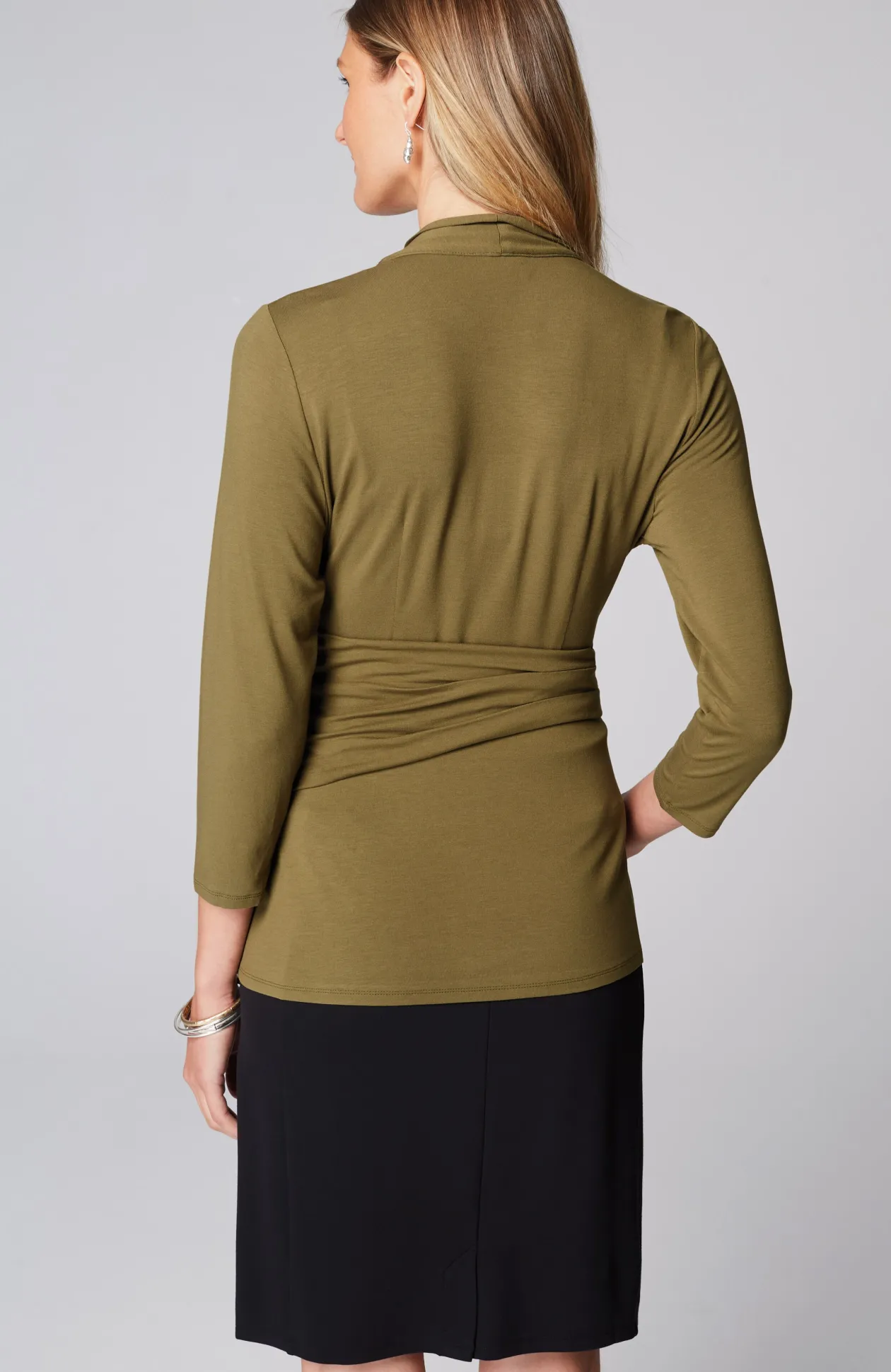 Wearever V-Neck Draped-Waist Top