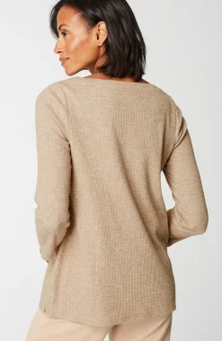 Wearever Waffle-Textured Boat-Neck Top