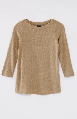 Wearever Waffle-Textured Boat-Neck Top