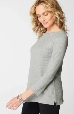 Wearever Waffle-Textured Boat-Neck Top