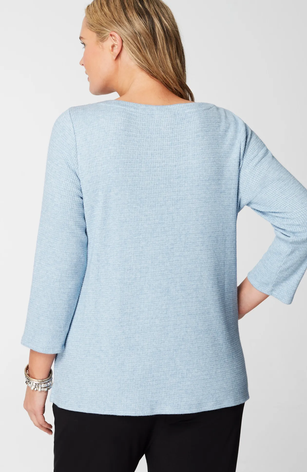 Wearever Waffle-Textured Boat-Neck Top