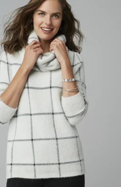 Wearever Windowpane Removable-Snood Sweater