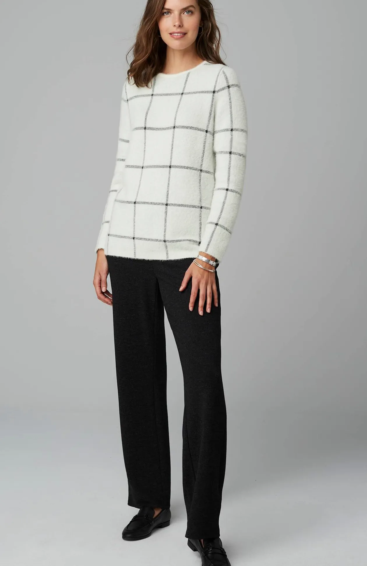 Wearever Windowpane Removable-Snood Sweater