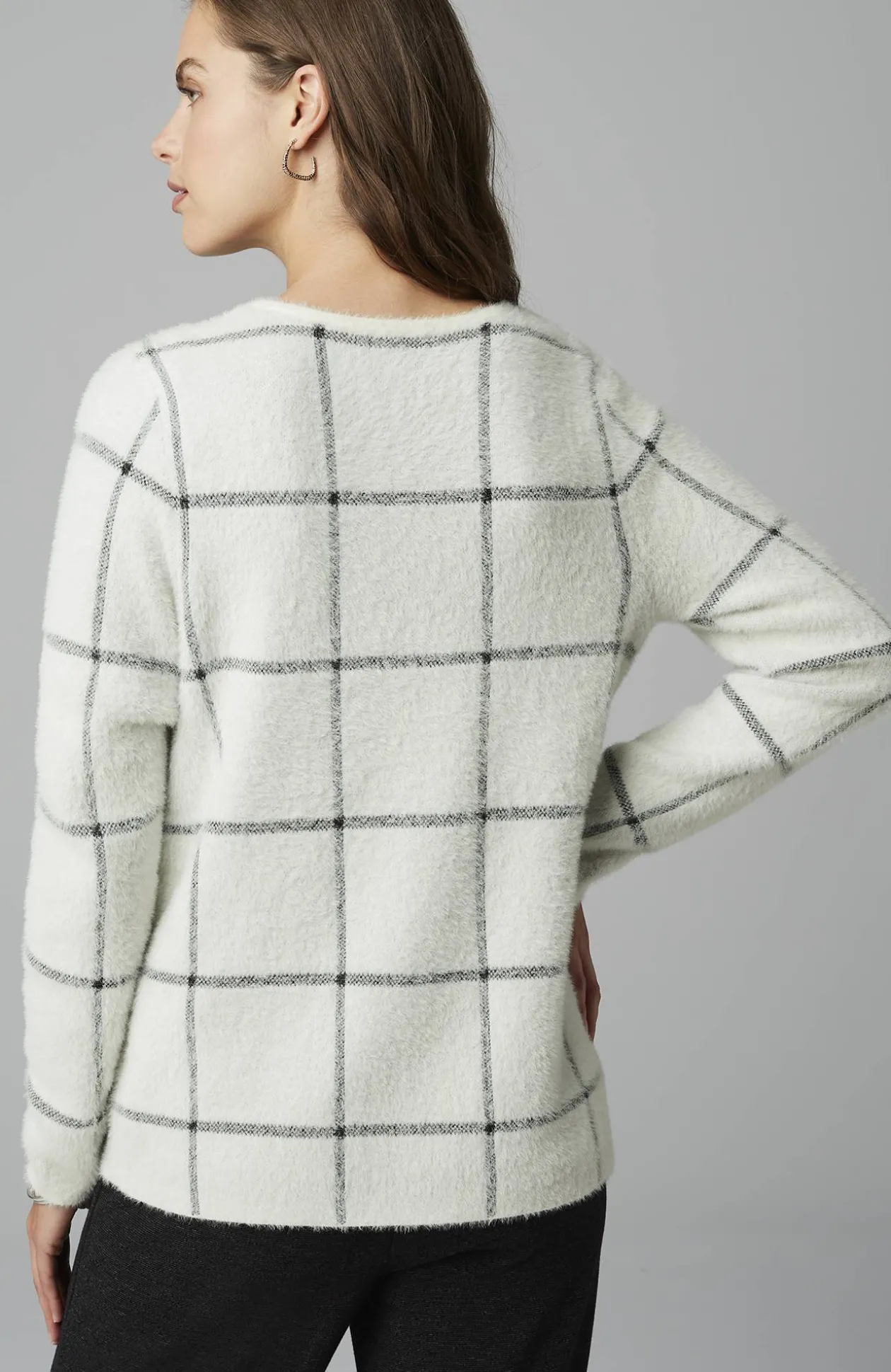 Wearever Windowpane Removable-Snood Sweater