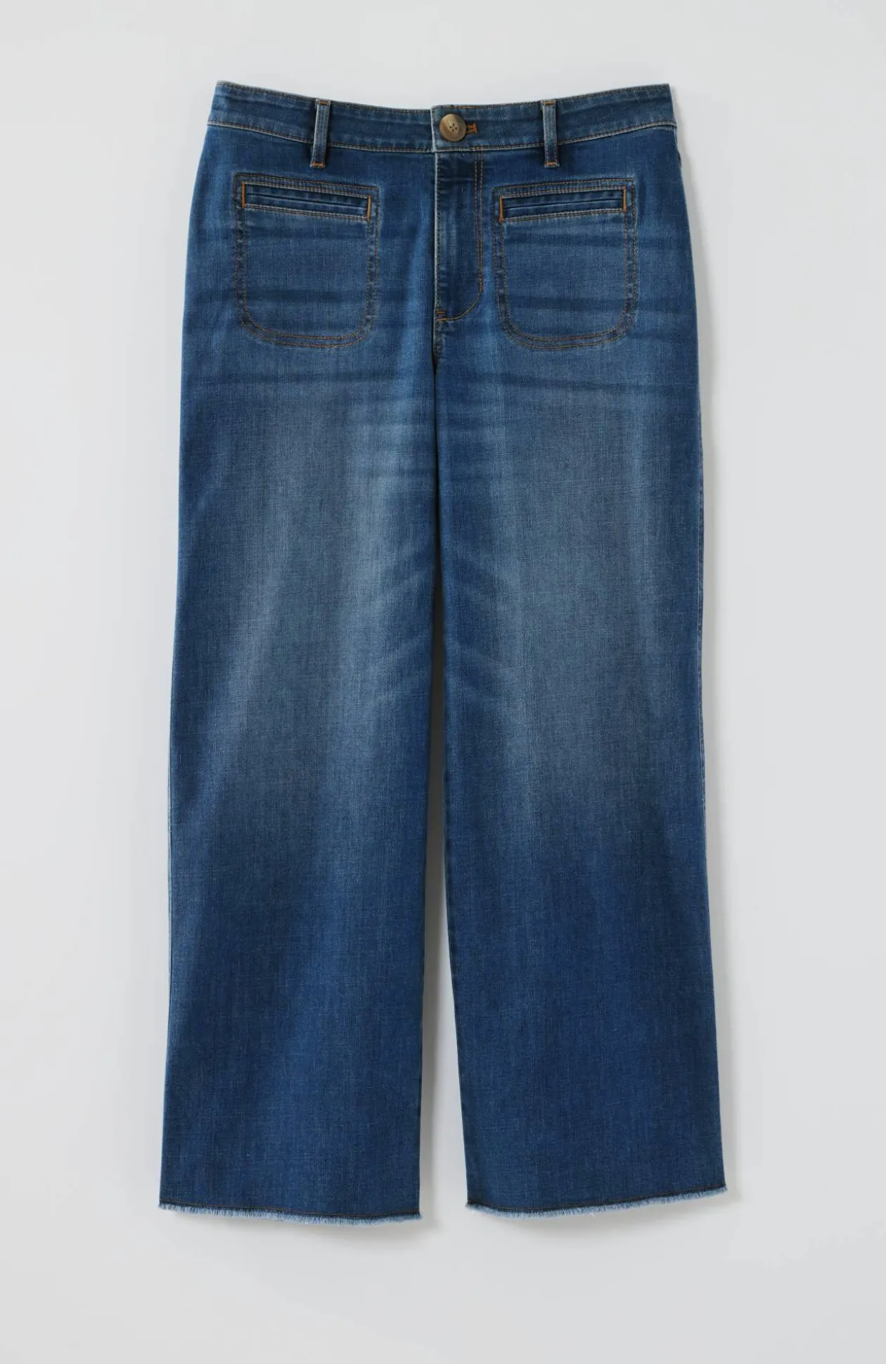 Wide-Leg Welt-Pocket Crops