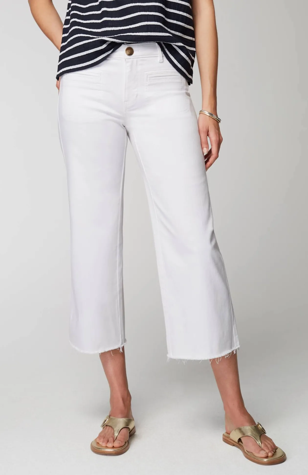Wide-Leg Welt-Pocket Crops