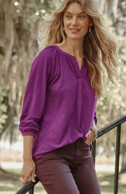 Woven-Trimmed Knit Top