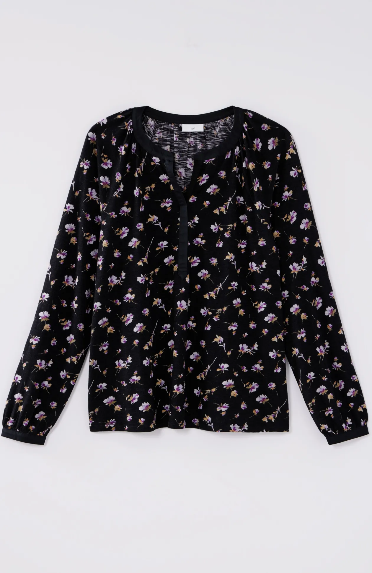 Woven-Trimmed Knit Top