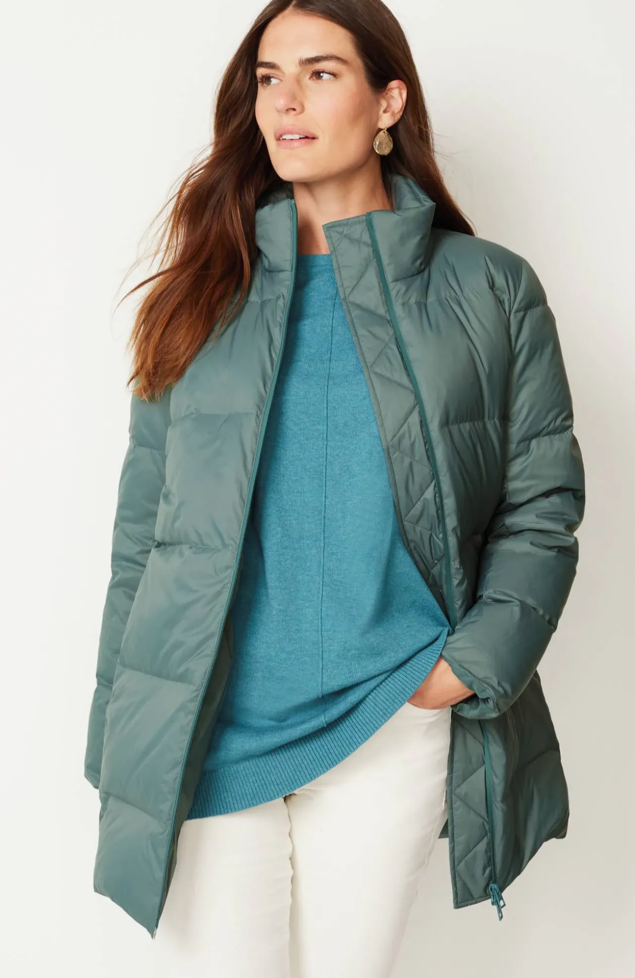 Zip-Front Down Puffer Coat