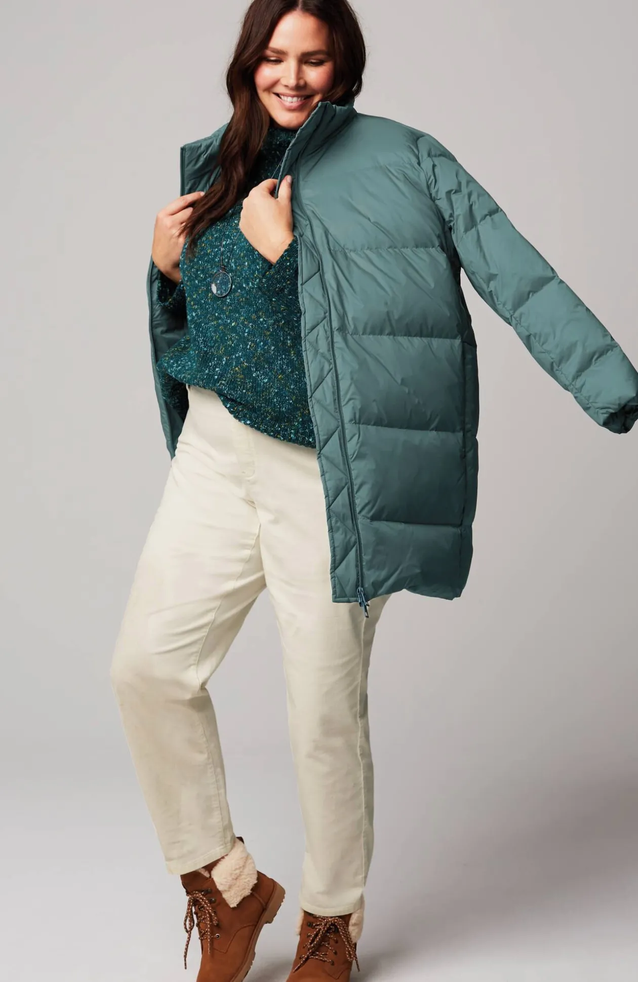 Zip-Front Down Puffer Coat