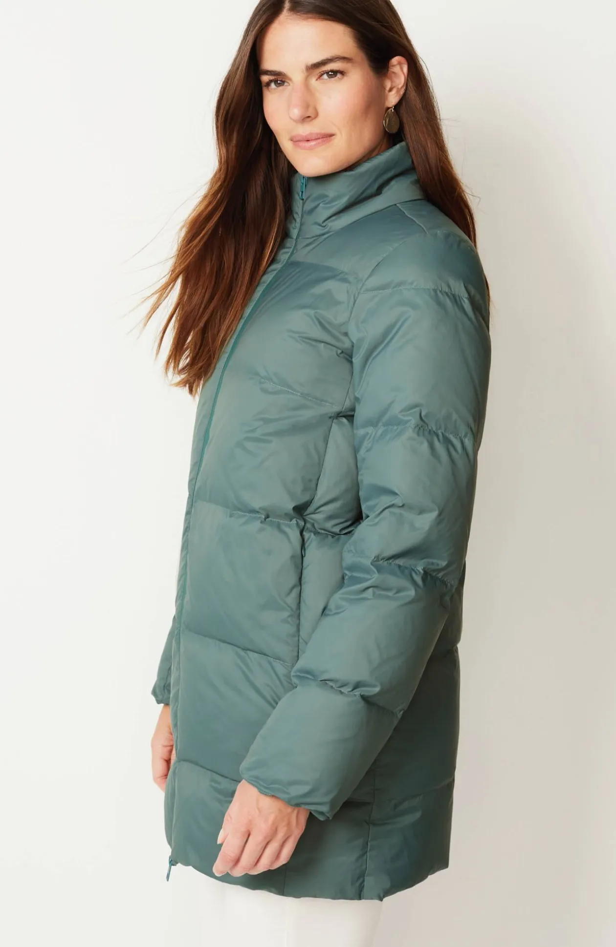 Zip-Front Down Puffer Coat